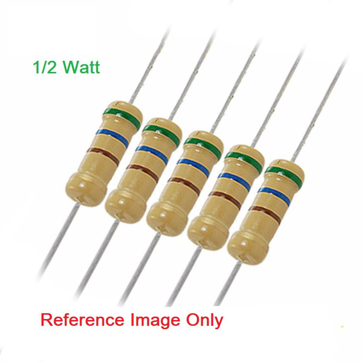 50Pcs- 1/2 Watt 1.5 Ohm Resistor 1/2W 1.5 Ohm Carbon Film Resistor 1.5 Ohm Half Watt Resistance 0.5 Watt 5% Tolerance Fixed Resistors Passive Components 2 Pin Leads Terminals