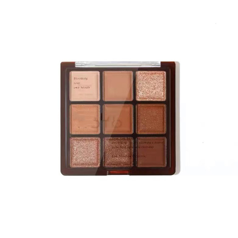 Chocolate Warm Brown Eyeshadow INS with the same nine-color eyeshadow palette, matte orange brown earth color, pearlescent burst nine-square grid. 