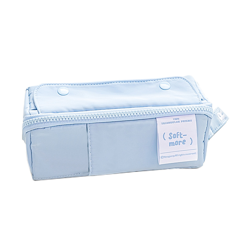 RosyPosy Large Capacity Partition Storage Double-Sided Small Tofu Modeling Pencil Case Large Opening PRISM Prism Pencil Case. 