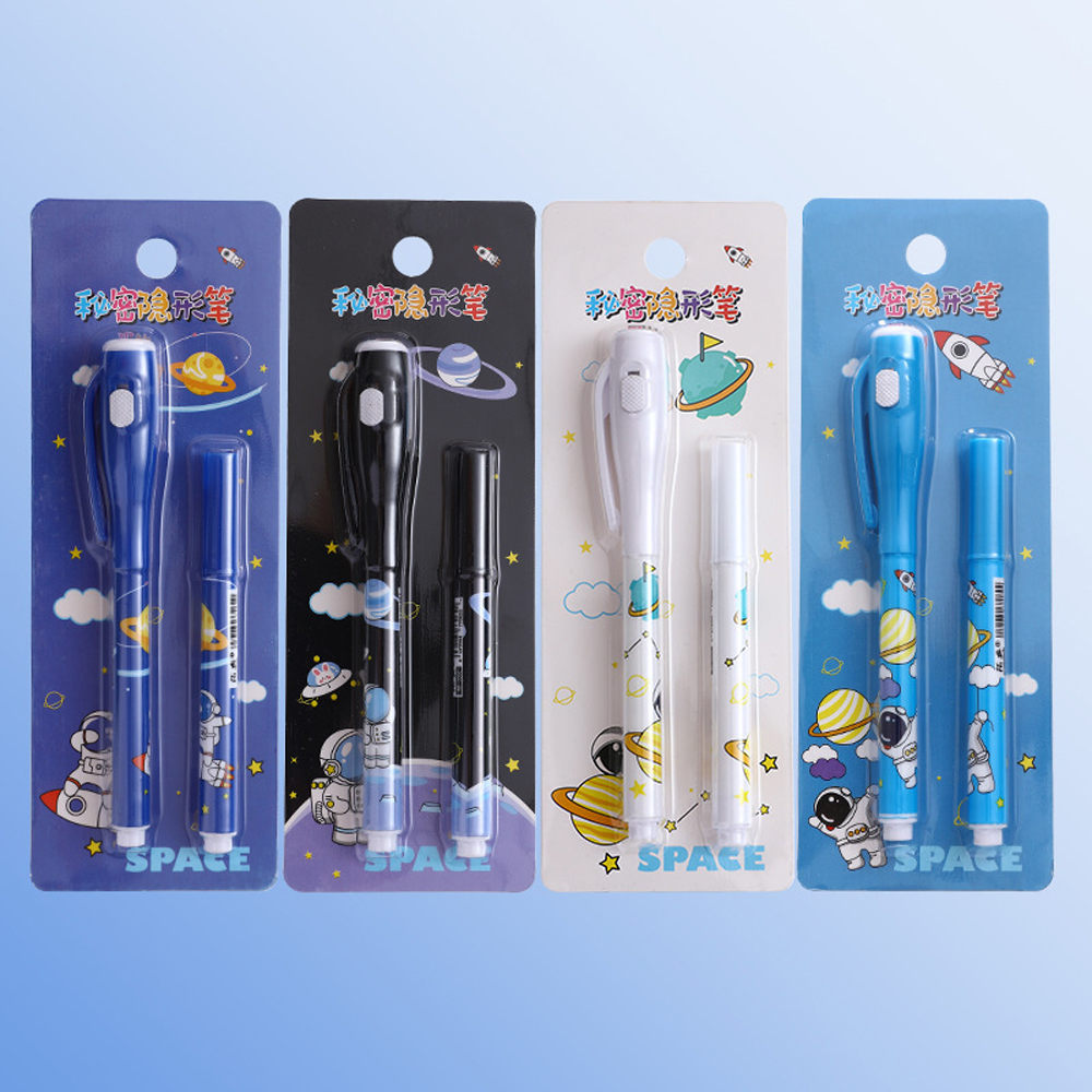 Invisible Ink Pen with LED UV Light Secret Marker Non-Toxic for Drawing and Writing. 