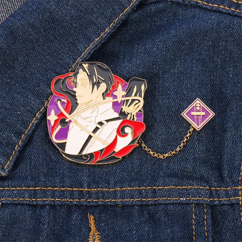 Jujutsu Kaisen Gojo Satoru Ryomen Sukuna Cosplay Brooch Badge Prop Anime Chain Metal Man Woman Pin Props Cartoon Accessories. 