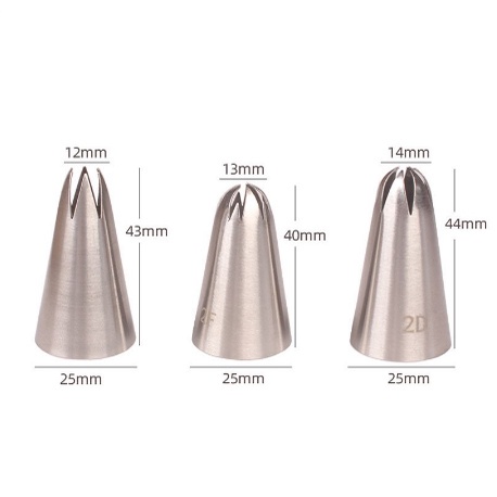 1M 2F 2D Nozzle Tip for Cake Icing Buttercream Pastry Piping Tip Cake Decorating Baking Tool Set. 