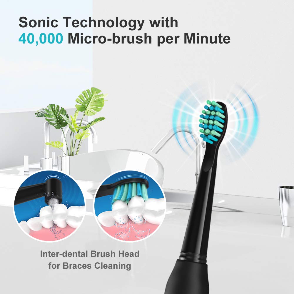 Fairywill FW507 Sonic Electric Toothbrushes for Adults Kids 5 Modes Smart Timer Rechargeable 8 Super Whitening Toothbrush Heads. 