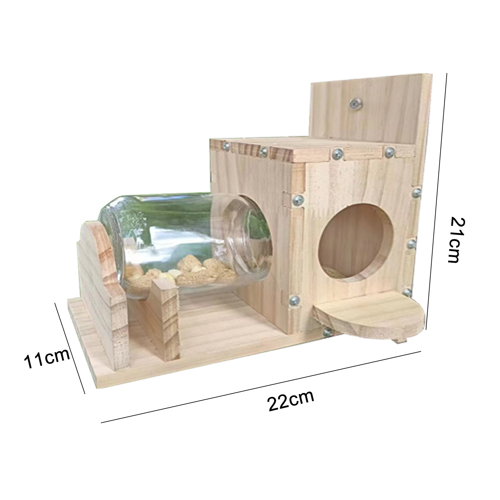 Wooden Squirrel Feeder Premium Glass Squirrel Feeder Easy Refill Weather-proof Garden Device for Outdoor Squirrel Feeding 500ml Capacity Easy Clean Squirrel Feeder. 