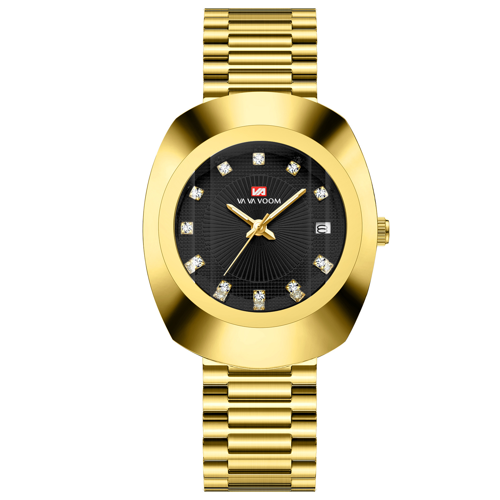 New VAVAVOOM Couple Quartz Watch Yellow Gold Diamond Waterproof Steel Strap Watch Watch