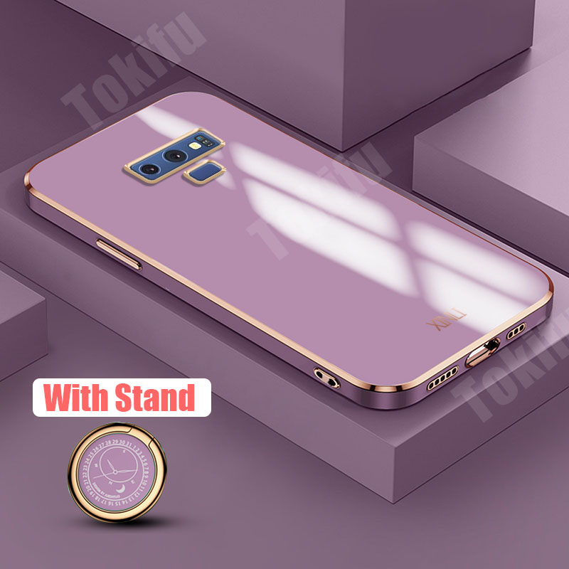 Tokifu For Samsung Galaxy Note 9 Case Luxury 6D Plating Soft Back Cover Silicone Phone Cases With Stand. 