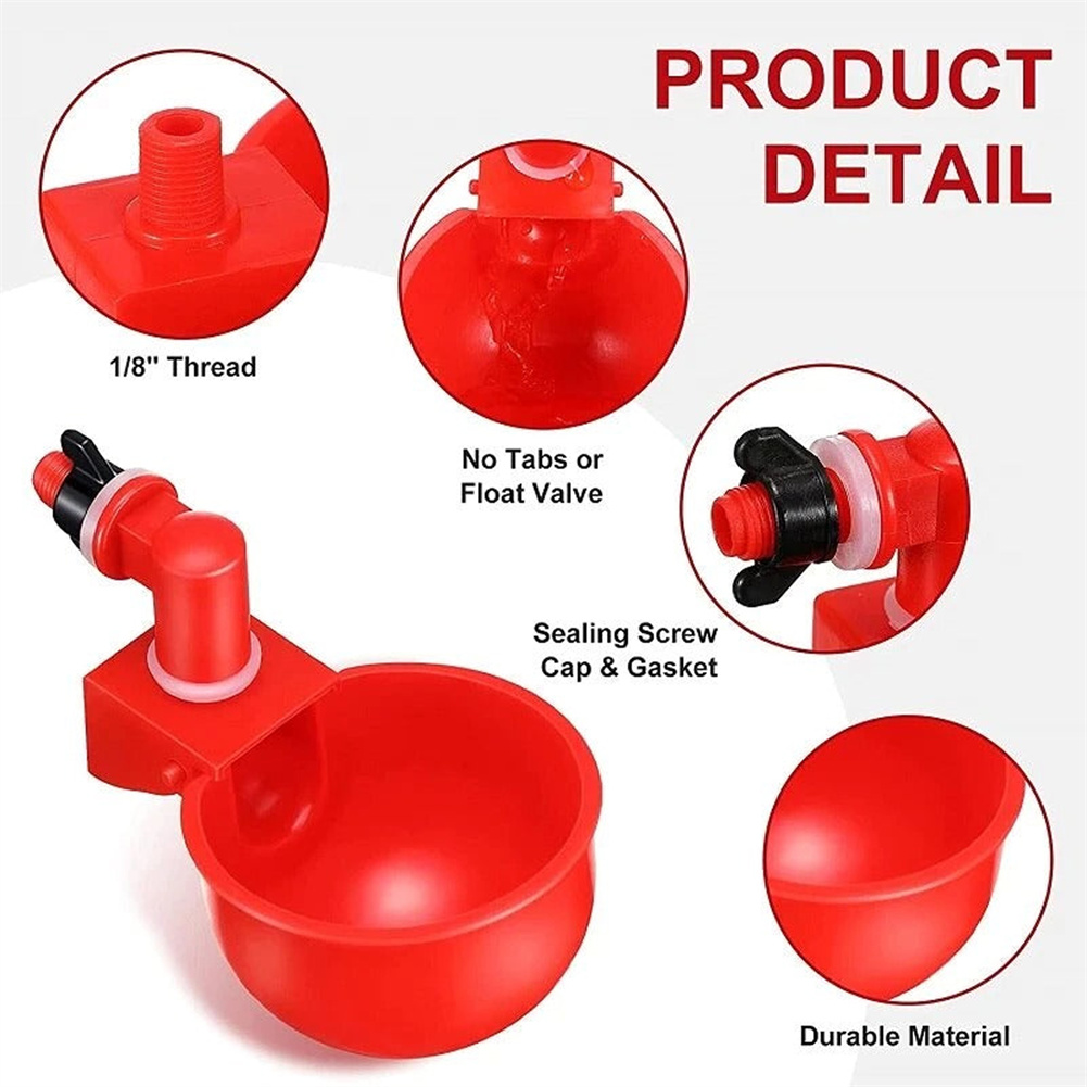 6PCS Automatic Poultry Drinker Chicken Duck Drinking Machine Hanging Water Cup Drinking Bowls Livestock Drinking Dispenser Tools. 