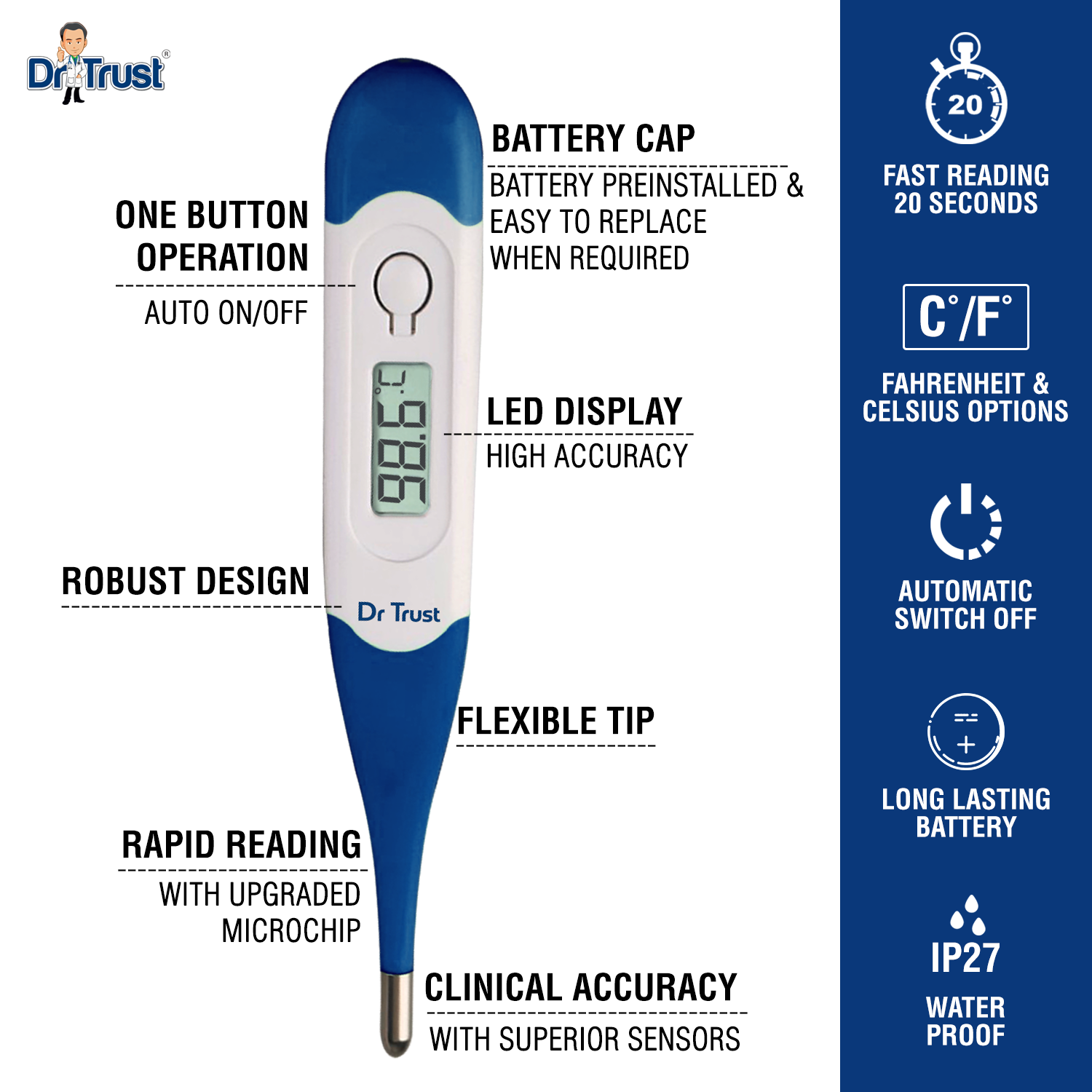 Digital Flexible Thermometer Tester for Baby Children Adult, Easy Accurate Quickly Rustle with Sound Beep, ?????? ????????? ?? ???? ????? ??????? ???????????. 
