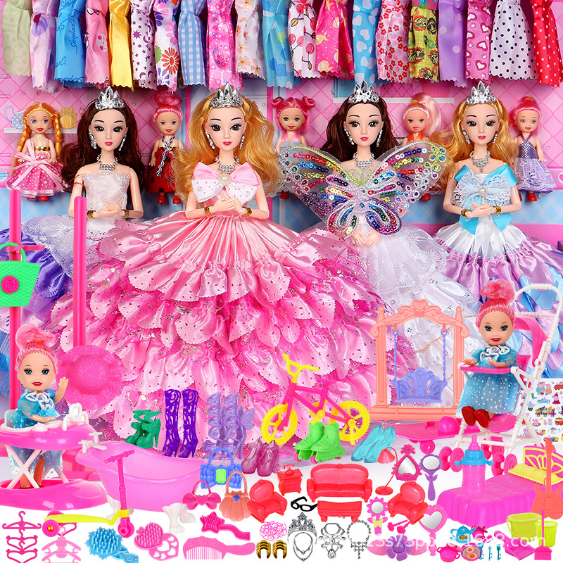 Sweet Barbie Doll Play House Girl Toy Princess Wedding Dress Clothes Doll Gift Box Set Wholesale