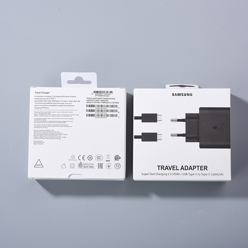 【happy one】Samsung EP-TA845 Super Fast Charging Adapter 5A Dual Type C Cable For Galaxy S21 Plus S20 + Note A90 A52 A72. 