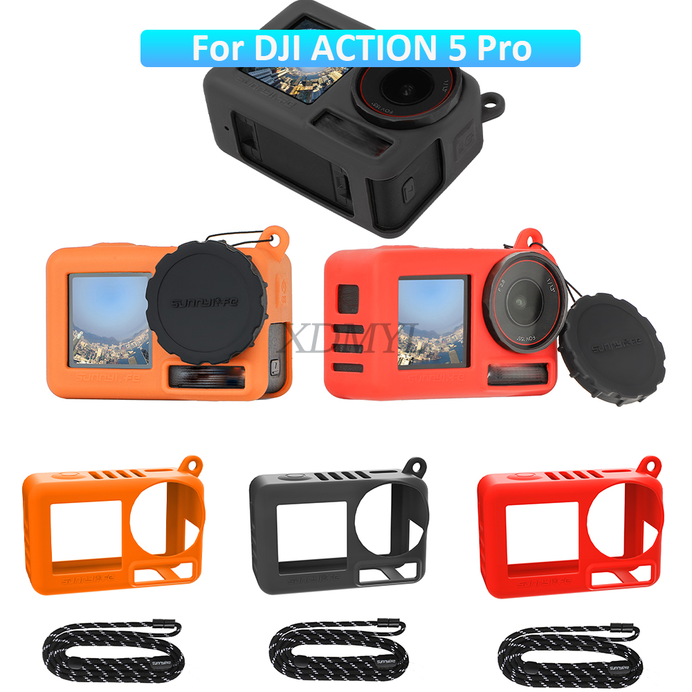 DJI Osmo Action 5 Pro için silikon kılıf Çizilmeye dayanıklı Darbeye dayanıklı Silikon Koruyucu Kapak Anti-Kayıp Boyun Kordon Aksesuarları
