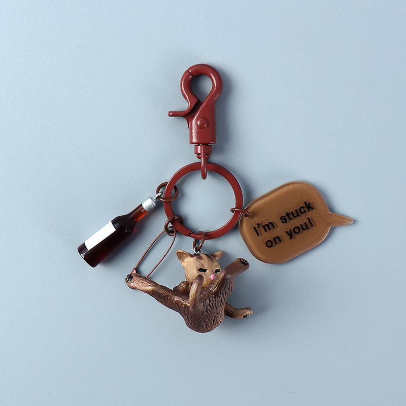 Piggy doll car keychain female cute creative practical little gift giveaway puppy key ring cat pendant