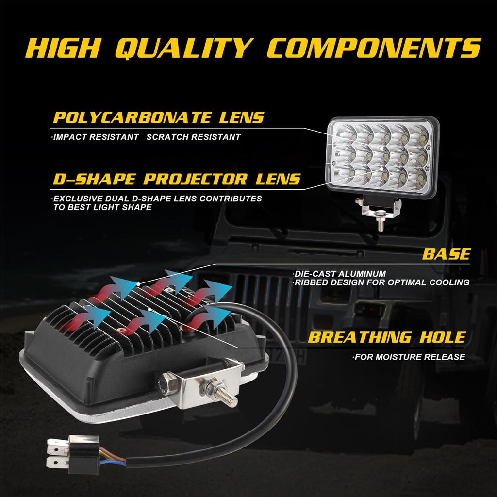 Square 3 Row 4x6 150W LED Headlight DRL Hi/Lo Sealed Beam Projector Driving Lamp. 