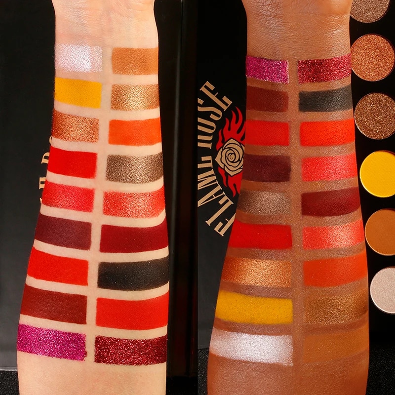 FLAME ROSE Red Eyeshadow Makeup Palette professional,DE'LANCI Pigmented 18 Color Eyeshadow Pallet Matte Shimmer Glitter Abandon Abandon. 