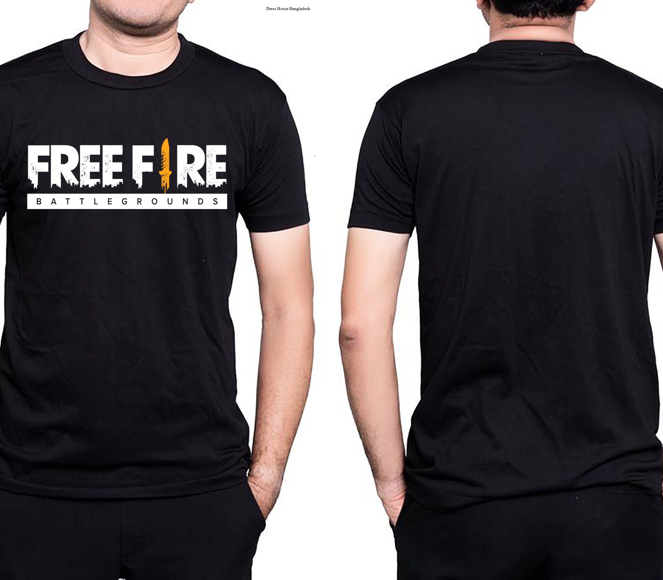 4 ps t-shirt Combo pack 4color Free Fire Navy Blue, Black,white and light yellow Short Sleeves T Shirt For Men Free Fire Battleground. 
