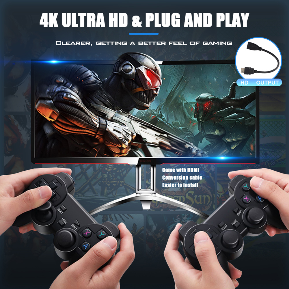 M8/M8 PLUS Video Game Console 4K HD 2.4G Wireless Controller TV Game Stick 20000+Games Retro Handheld Game Player For PS1/FC/GBA. 