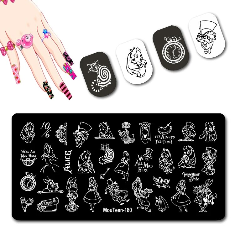 DISNEY Mickey Cute Head Stamping Plates Minnie Nail Stamp Disney Series Nail Art Design #127. 