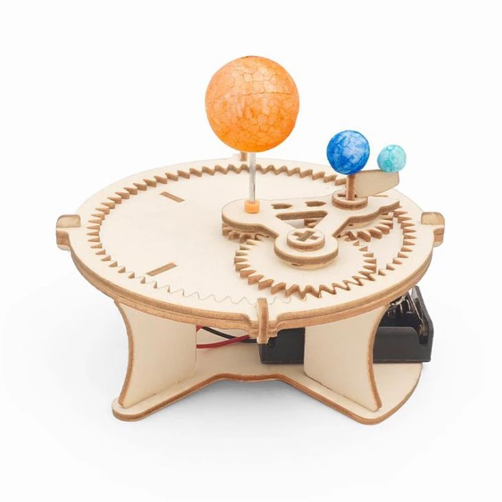 Creative DIY Electronic Kit Early Learning Inventions Fans Laboratory Equipment Brain-training Science Educational Function Principle Toys Solar System Model Electric Solar System Toys Technology Making Toys Sun Earth Moon Planet. 