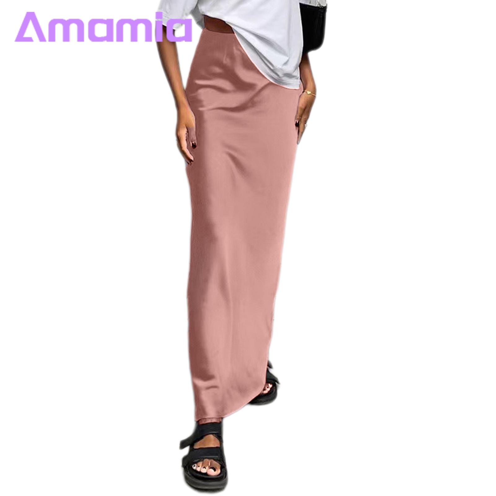 Satin Mermaid Skirt Chic High Waist Satin Mermaid Maxi Skirt for Work Party Elegant A-line Style Slim Fit Zipper Closure Perfect for Daily Wear Simulated Silk Mermaid Skirt. 