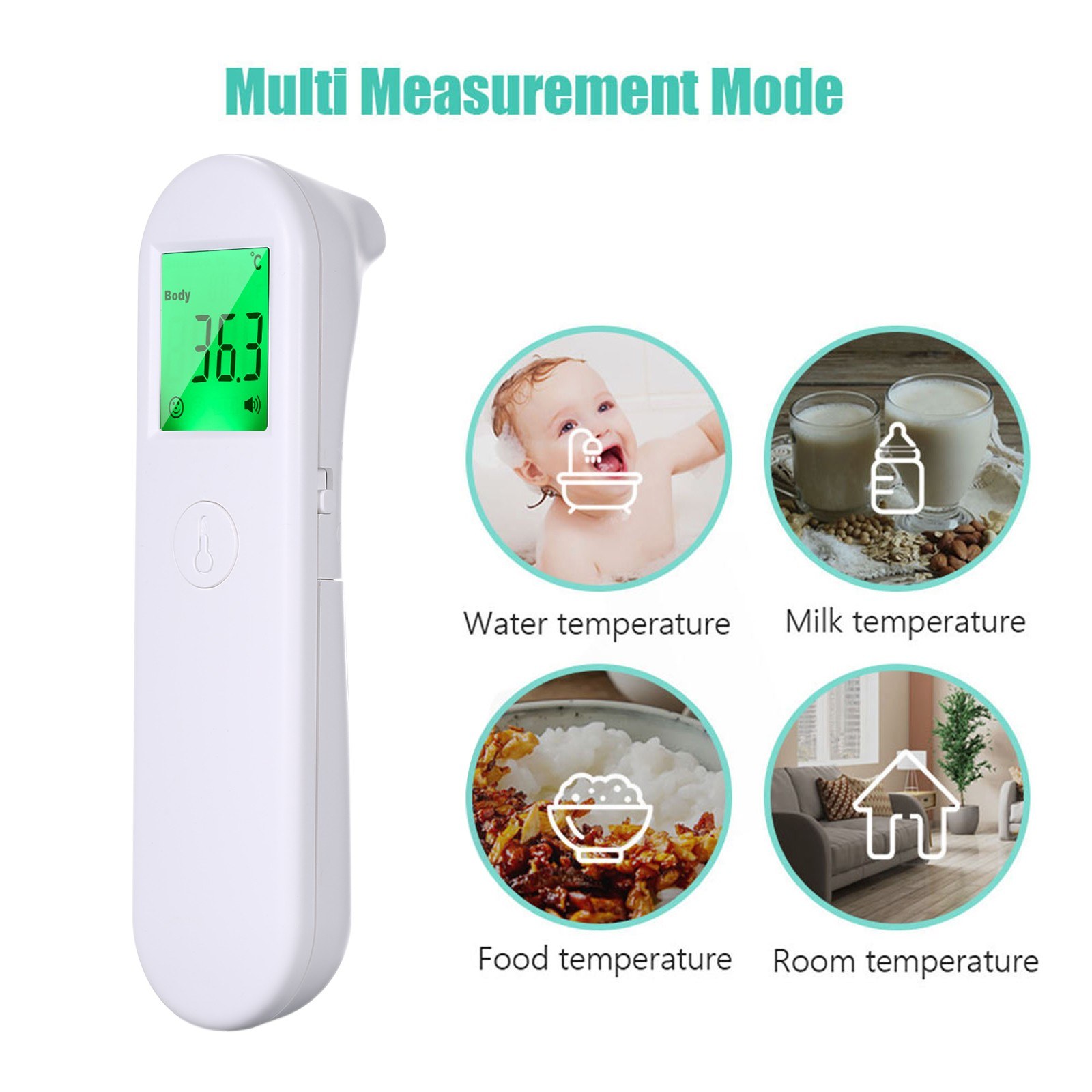 UX-A-02 Non Contact IR Infrared Thermometer + Fast Rapid Reading Finger Pulse Oximeter - white + blue. 