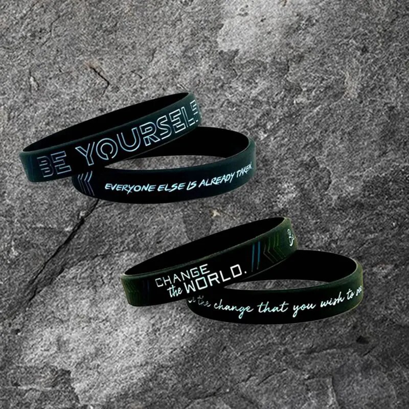 New Inspiring Bracelets Motivational Be yourself, Change The World Create Dream Inspirational Silicone Wristband Rubber Bracelet. 