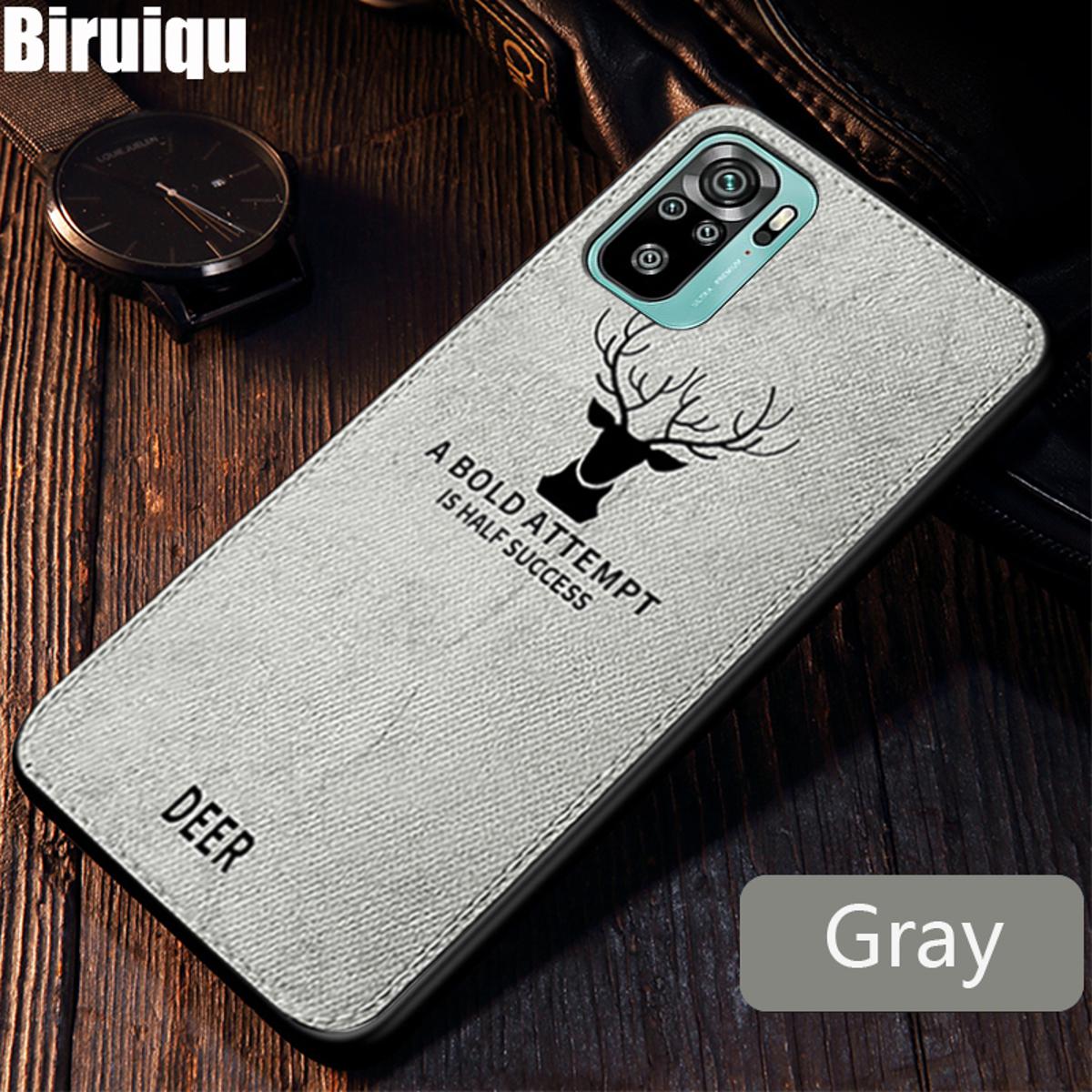 Biruiqu For Redmi Note 10 4G / Redmi Note 10S Hybrid Soft TPU Deer Pattern Leather Shockproof Case Cover