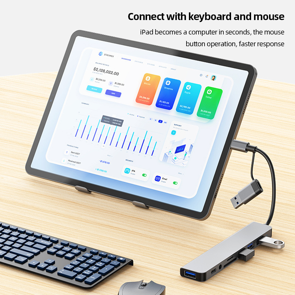 8 IN 1 USB C Hub to 3.5mm Jack Earphone Adapter Type C to USB 3.0 2.0 SD TF Card Reader Docking Station For Macbook Huawei. 