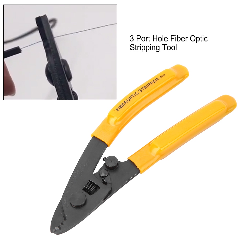 Hand Stripper Fiber Optic Stripping Pliers 3 Port Hole Ergonomic with Hex Socket Wrench. 