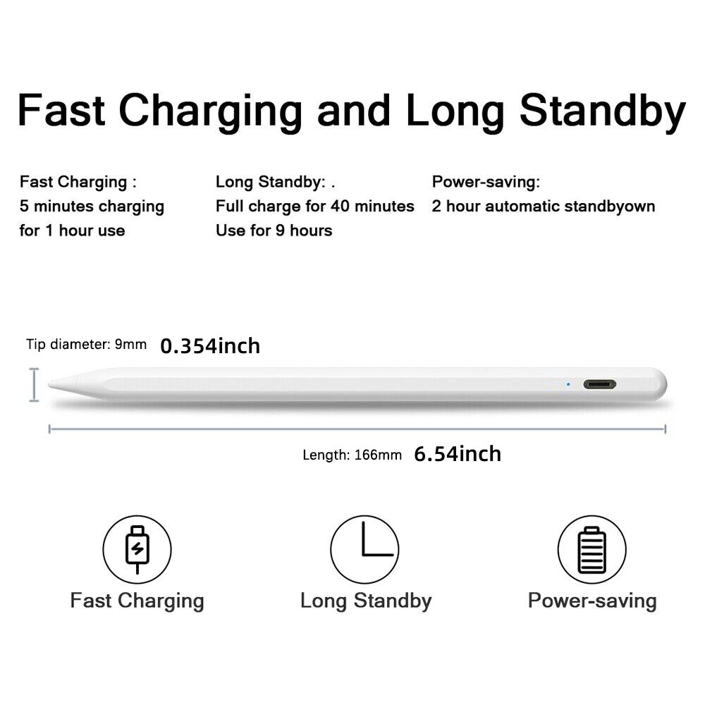 Stylus Pen For iPad With Palm Rejection,For iOS and Android Universal Capacitive Tablet Stylus Pens For Precise Writing/Drawing. 