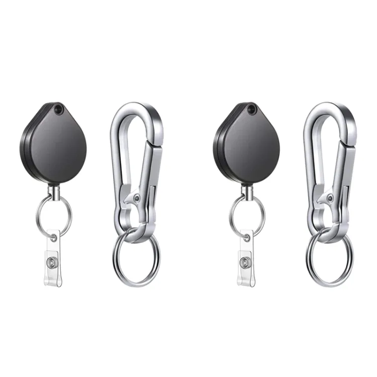 SHAR One black retractable keychain, one heavy duty hook loop badge clip