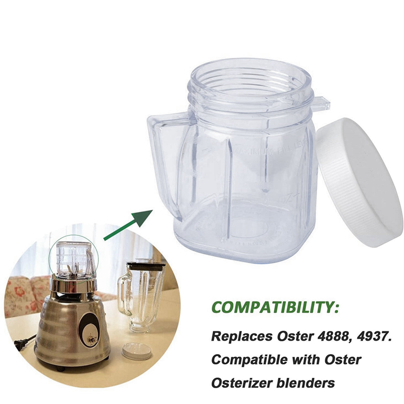 for Oster Blender Replacement Parts, 4937 Mini Osterizer Blender Jar Accessory, Cup Mini Plastic Jars with Lids (3 Pack). 