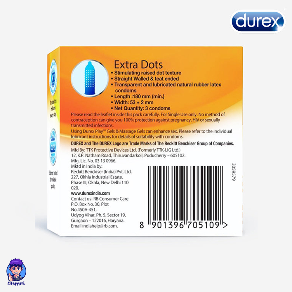 Durex Extra Dots Condom Single Pack 3pcs. 