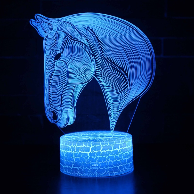 Horse Style 3D Night Lights 7 Color LED Chang Touch/Remote Control Table Lamp For Home Room Decor USB Illusion Gift Lamp. 