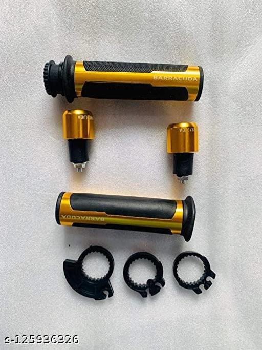 Barracuda Italian Design Handle Grip with Metal Handlebar Ends with Aluminium Insert for Bikes and Motorcycle, Metallic Multicolor. 