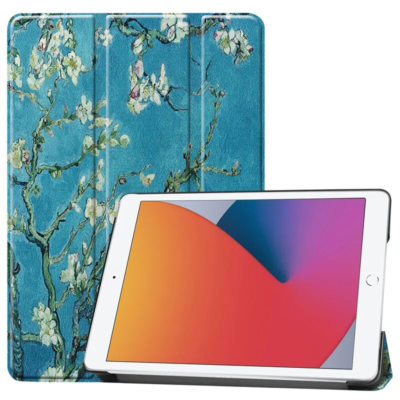 For iPad 10.2 10 2 7th 8th Generation Case Tri-Folding Stand Hard PC Back for Apple iPad 7 8 Gen Case Cover Auto Sleep/Wake Kids. 