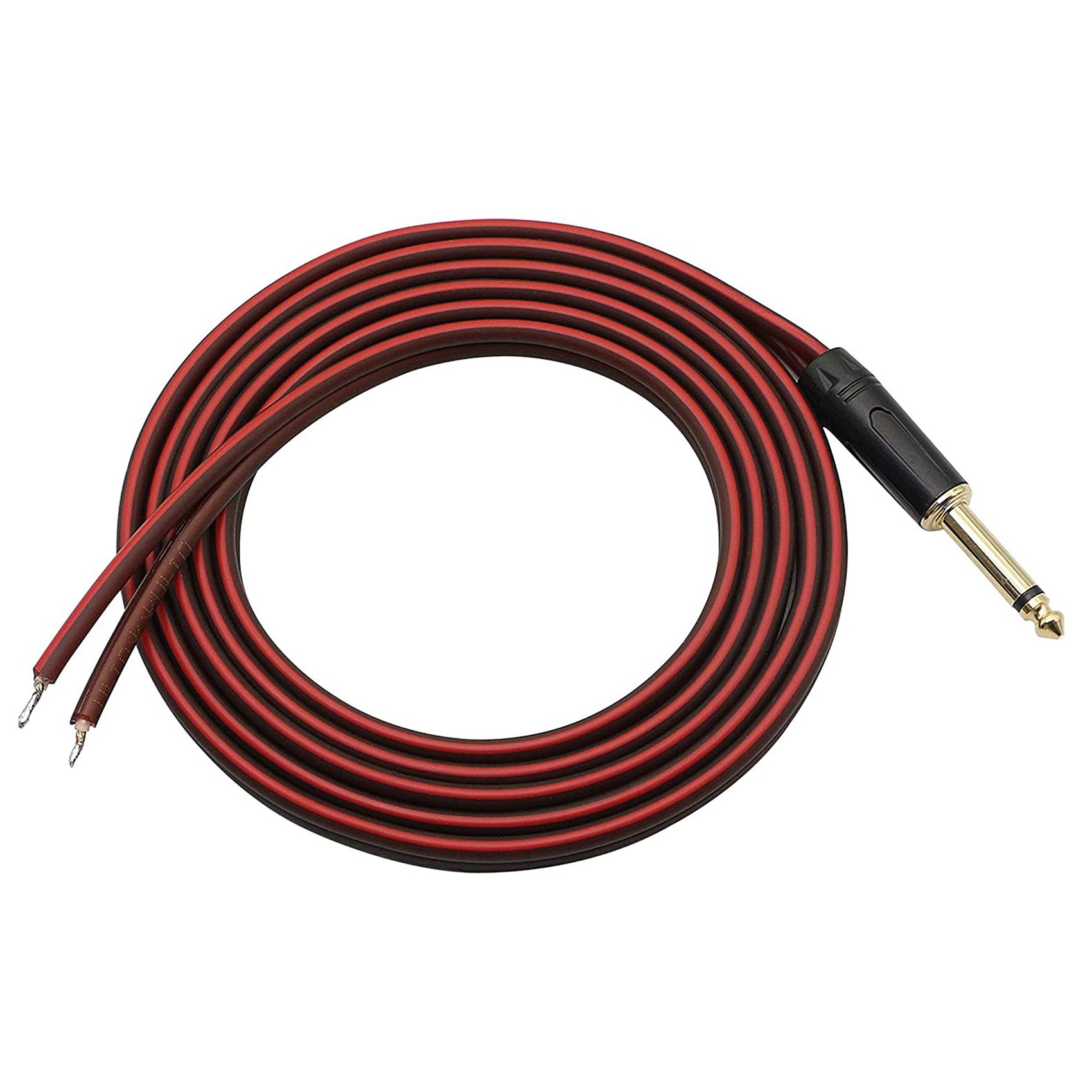 1/4 TS to Speaker Bare Wire,Audio Cable to 6.35mm Male Mono Adapter Replacement Open End -Plated OFC HiFi TS Speaker. 