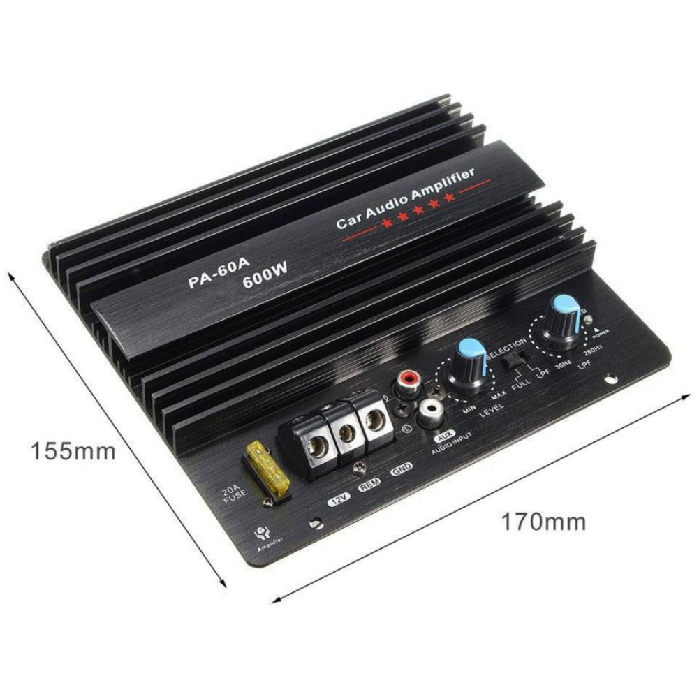 12V 600W Car Amplifier Board PA-60A Subwoofer Circuit Module Car Power Amplifier,Black. 