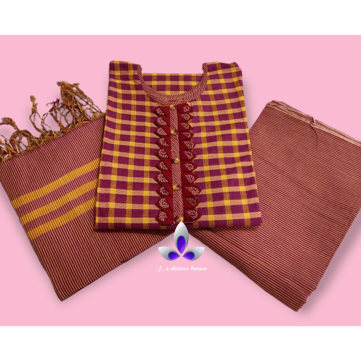 Cotton Threepiece - Embrace Comfort with Handloom-Made Cotton Threepiece Lungi for Men