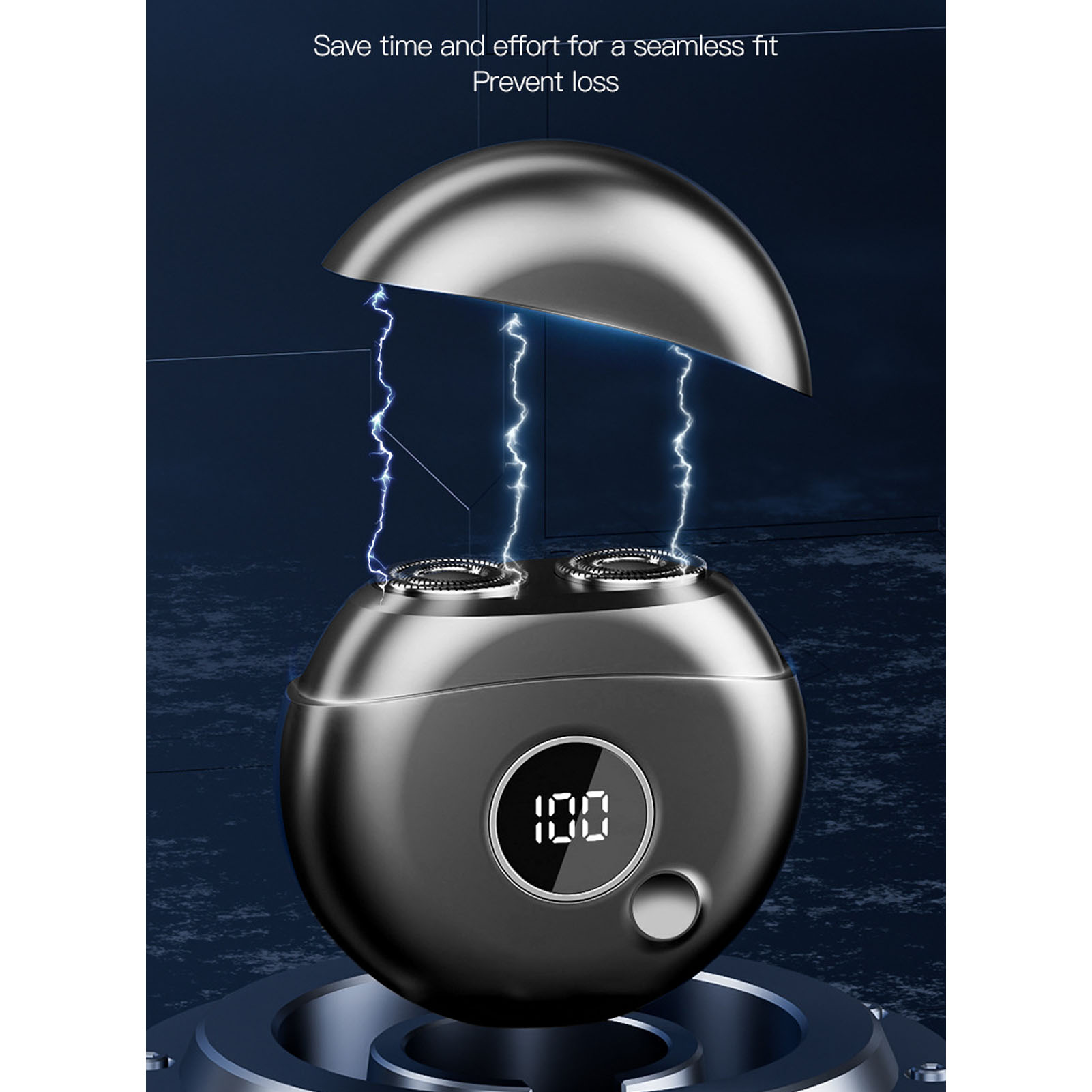 Mini Beard Trimmer, Low Noise Electric Beard Dual Head Black Waterproof Level Display for Men for Travel. 