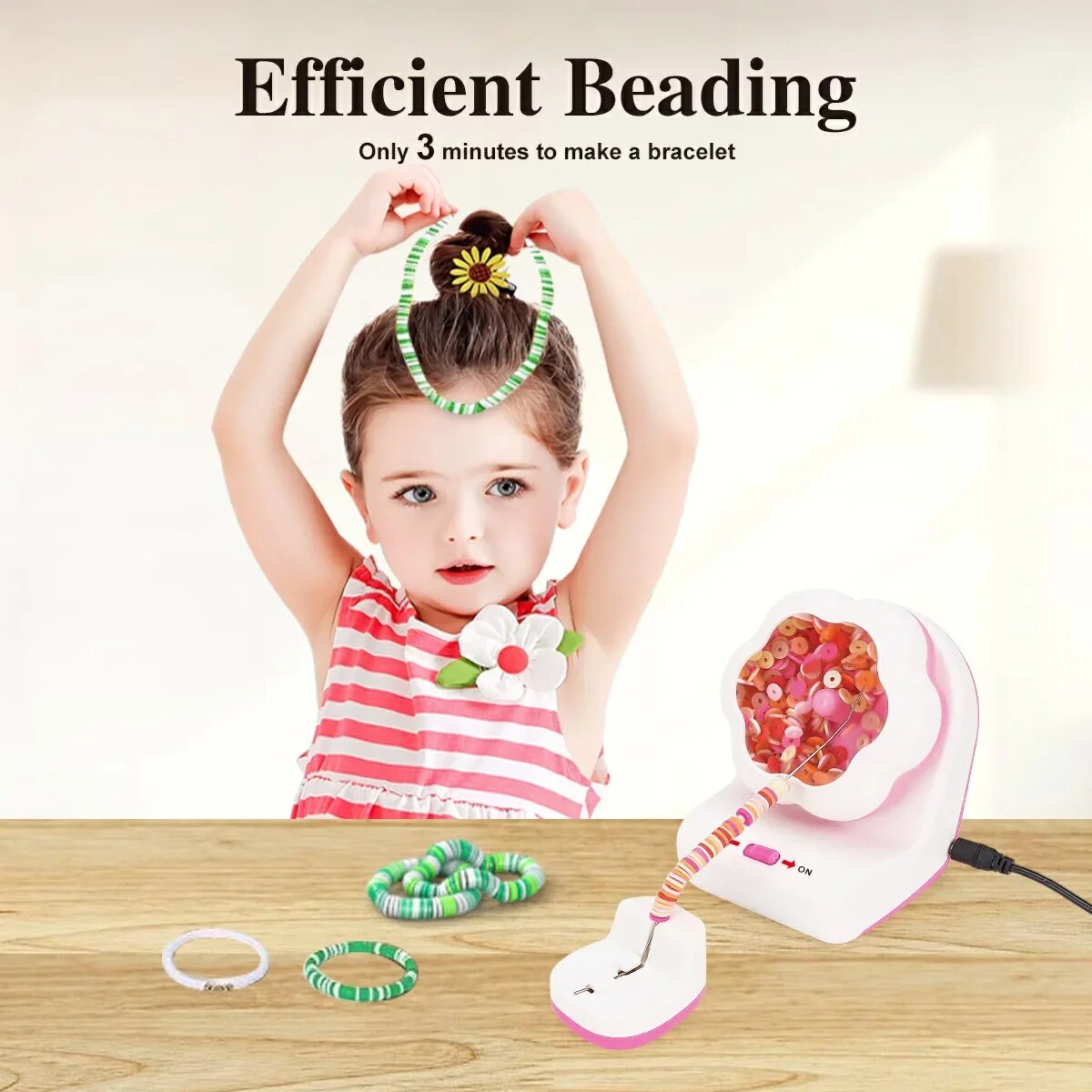 Electric Automatic Bead Threader Beading Machine DIY Bracelet Waist Bead Spinning Loader for Jewelry Making. 