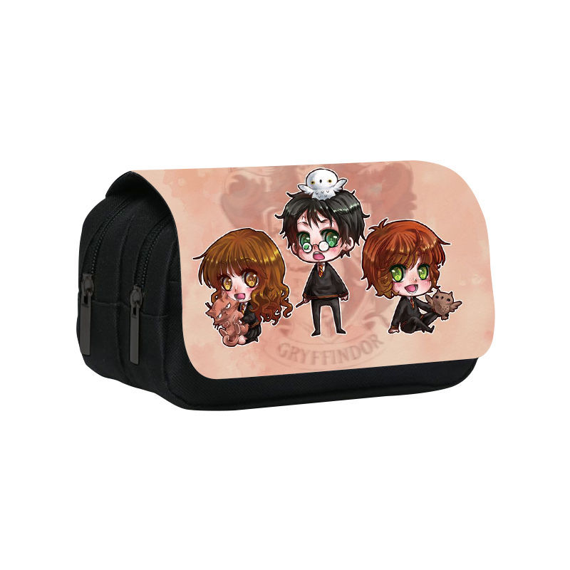Harry Potter Pencil Case Double-Layer Large Capacity Multifunctional Zipper Pencil Case Student Pencil Case Pencil Case Printing Stationery Case. 