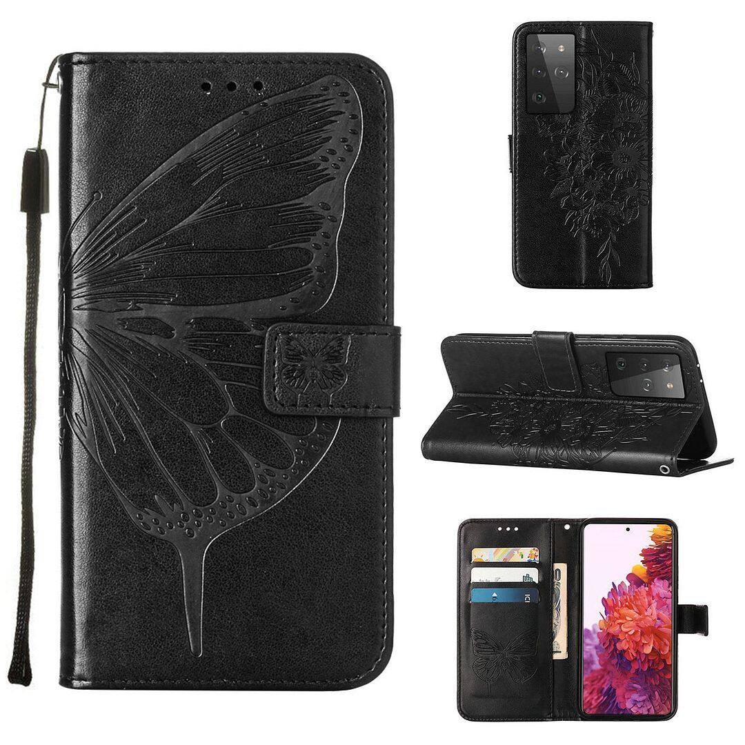 lthmy for Samsung Galaxy S21 Ultra 5G Flip Magnetic PU Leather fashion Casing Classic Butterfly Flower Solid color Stand Wallet NEW Design Luxury Cover