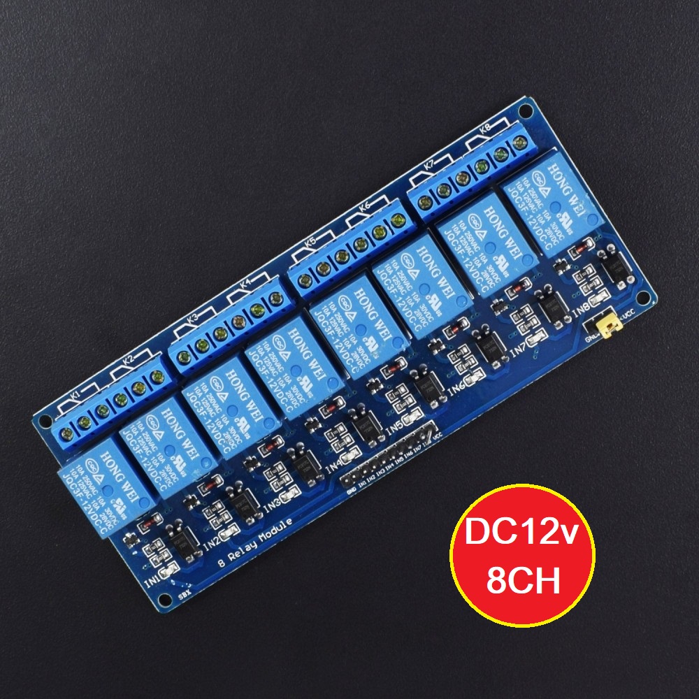 12V 8 Channel Relay Module DC 12V Relay Module 12V Relay Control Module 8 Channel For Arduino Eight Channel 12V Relay Module Switches Circuit With Optocoupler Protection. 