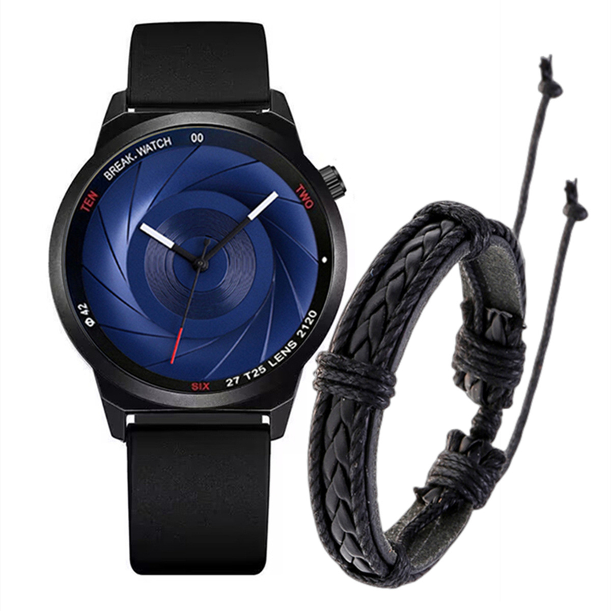 New Men's New Concept Trend Simple Quartz Watch Swirl Combo Set Student Creative Silicone Watch. 
