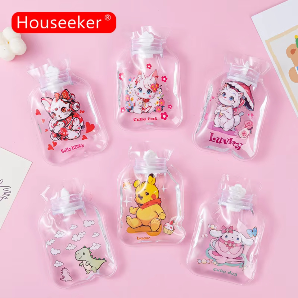 New Transparent PVC Hot Water Bag Cute Shin Chan Cartoon Water Injection Filling Bag Hand And Tummy Warmer Bottles Winter Christmas Party Gift Cute Cartoon PVC Hot Water Bottle Creative Water Filling Hot Water Bag Hand Warmer