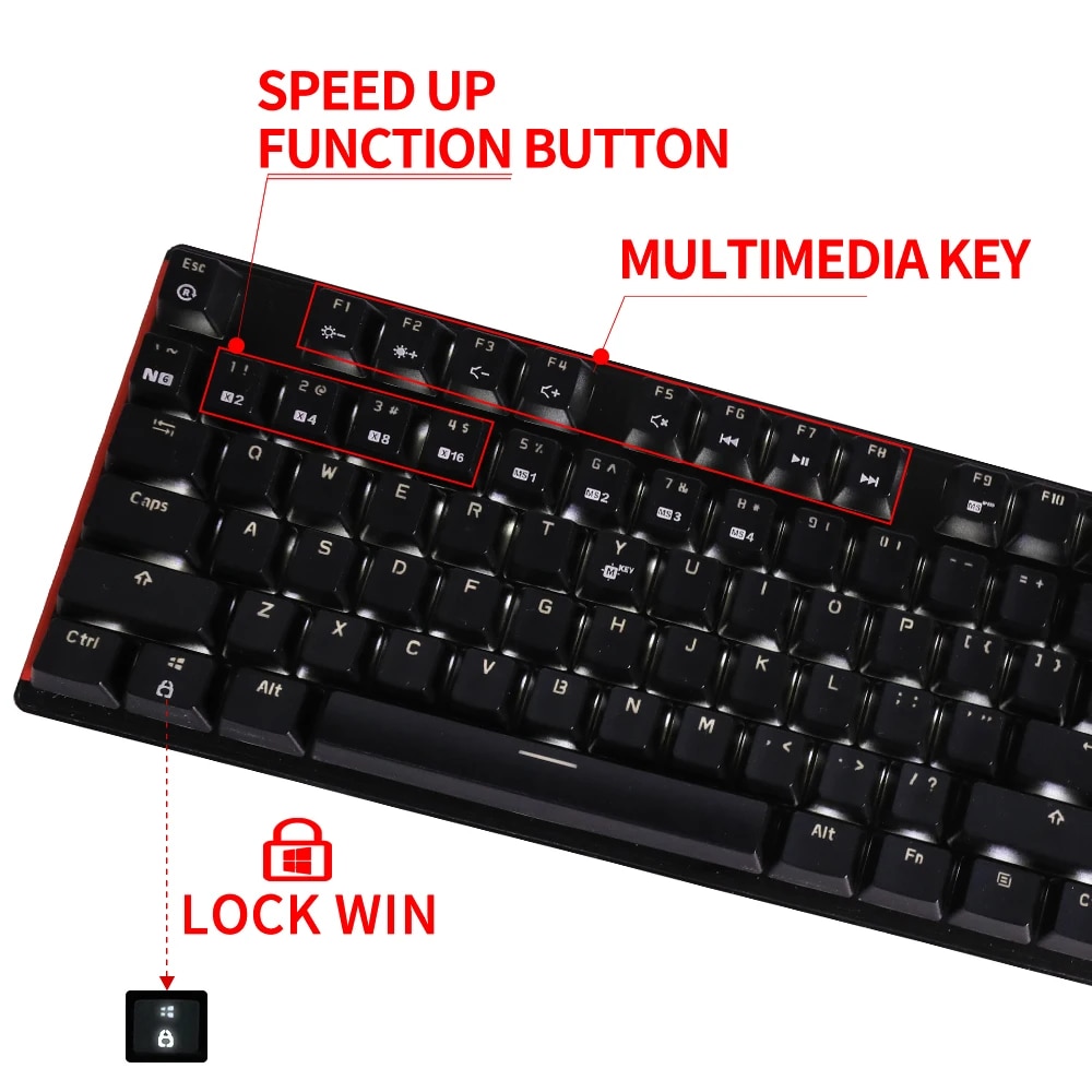 HEXGEARS GK705 Hot Swap Switch Mechanical Keyboard 104 Keys RU/US Waterproof Wired Gaming Keyboard Anti-Ghosting Backlit For PC. 