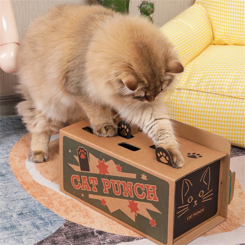 Small Treat Exercise Training Cat Toy Funny Cat Punch Scratch Interactive Mole Mice Game Toy Mouse Up Puzzle Pet Supplies. 