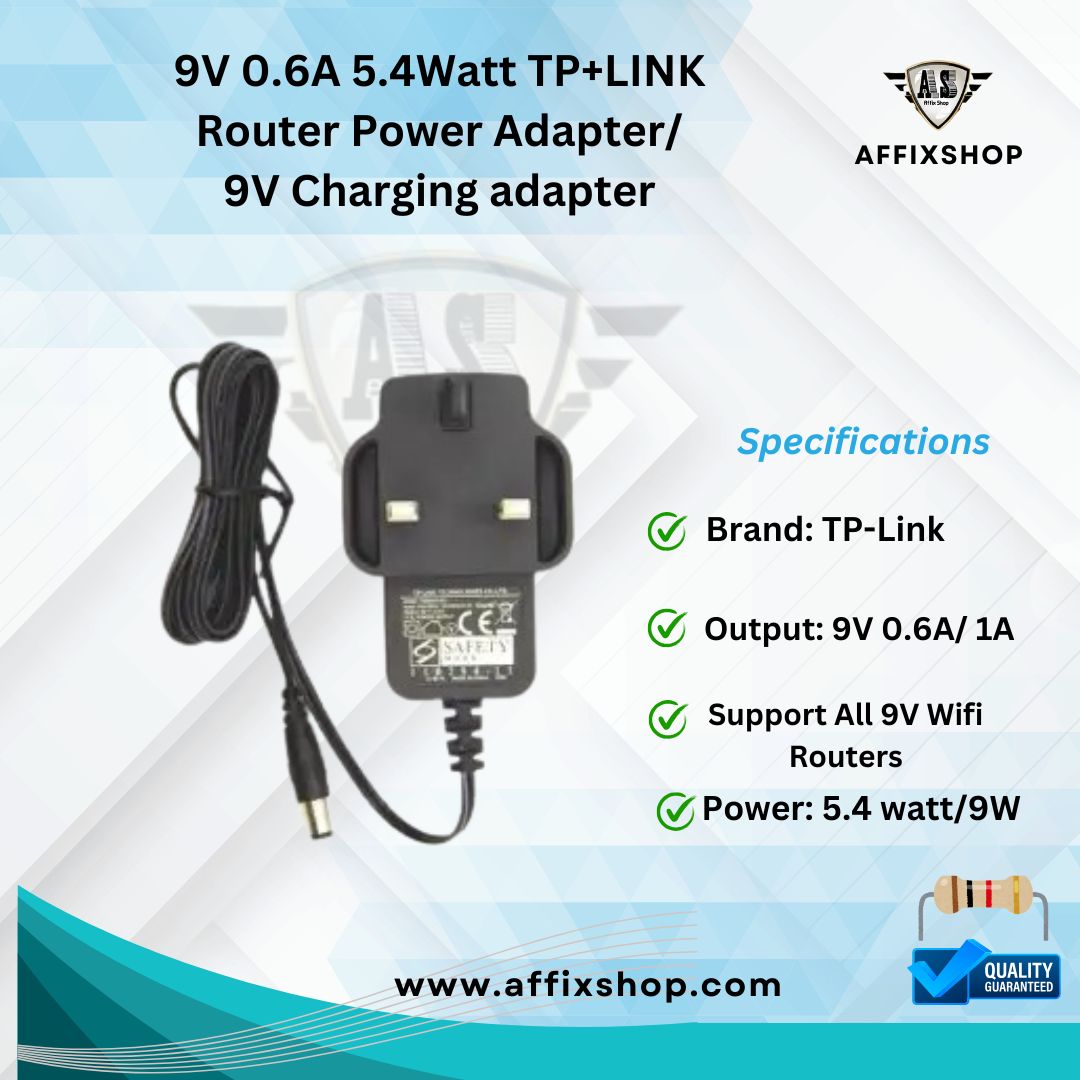 9V 0.6A 5.4Watt TP+LINK Router Power Adapter/9V charging adapter. 