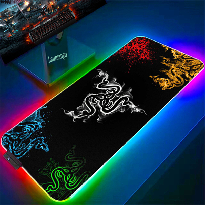 Razer Mouse Pad RGB Pc Accessories LED Gaming Mousepad Desk Mat E-sport Table Protector Neon Keyboard Mat Backlit Carpet Rug. 