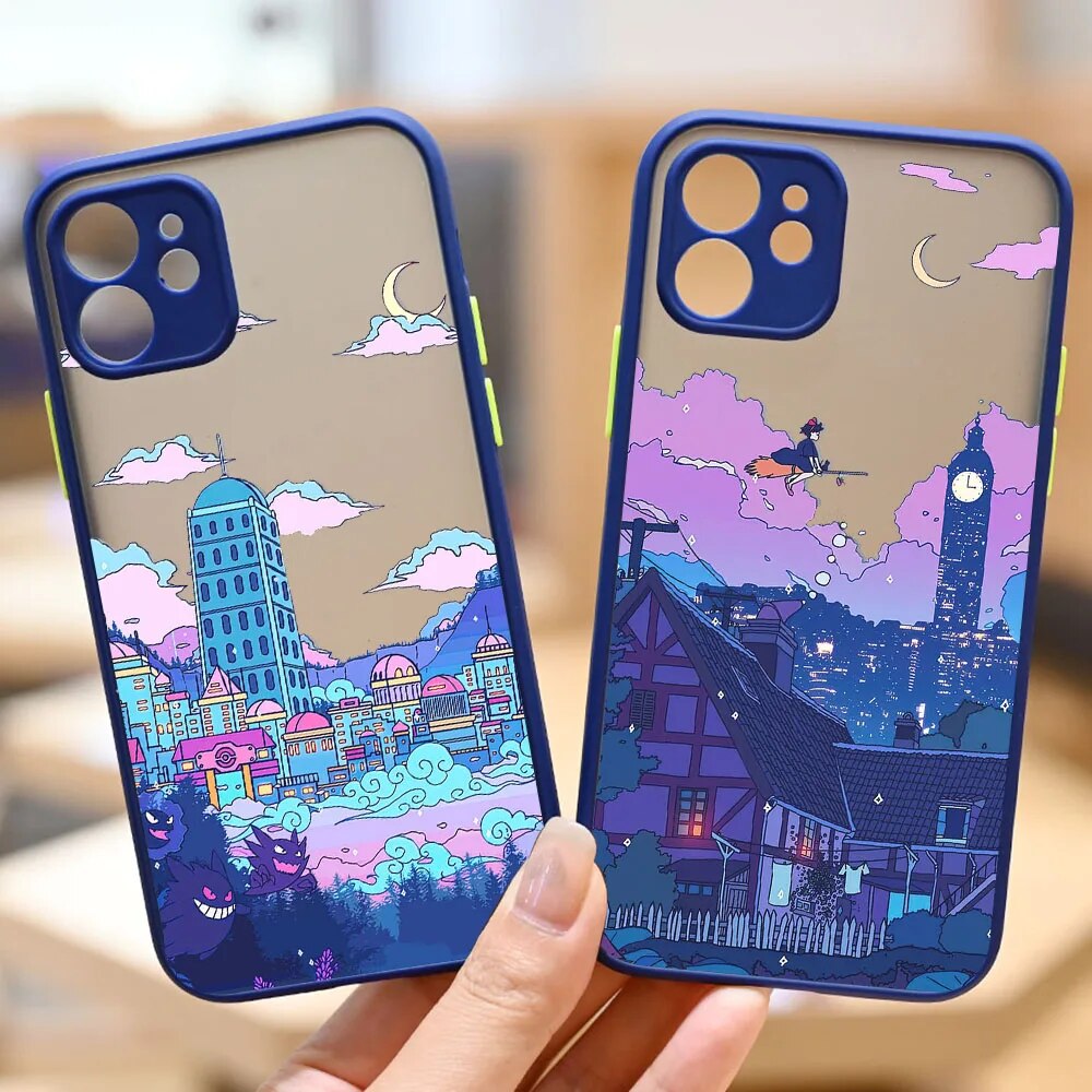 Japanese Anime Scene Aesthetic Clear Phone Case For iPhone 13 12 14 11 15 Pro XS Max Mini XR SE3 7 8 14 Plus Matte Cover Fundas. 